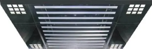 AS-T05 · Trần cabin khung đen, đèn LED