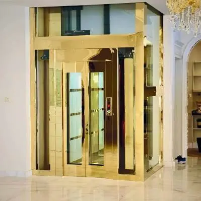 Thang máy khung nhôm vàng phong cách tân cổ điển